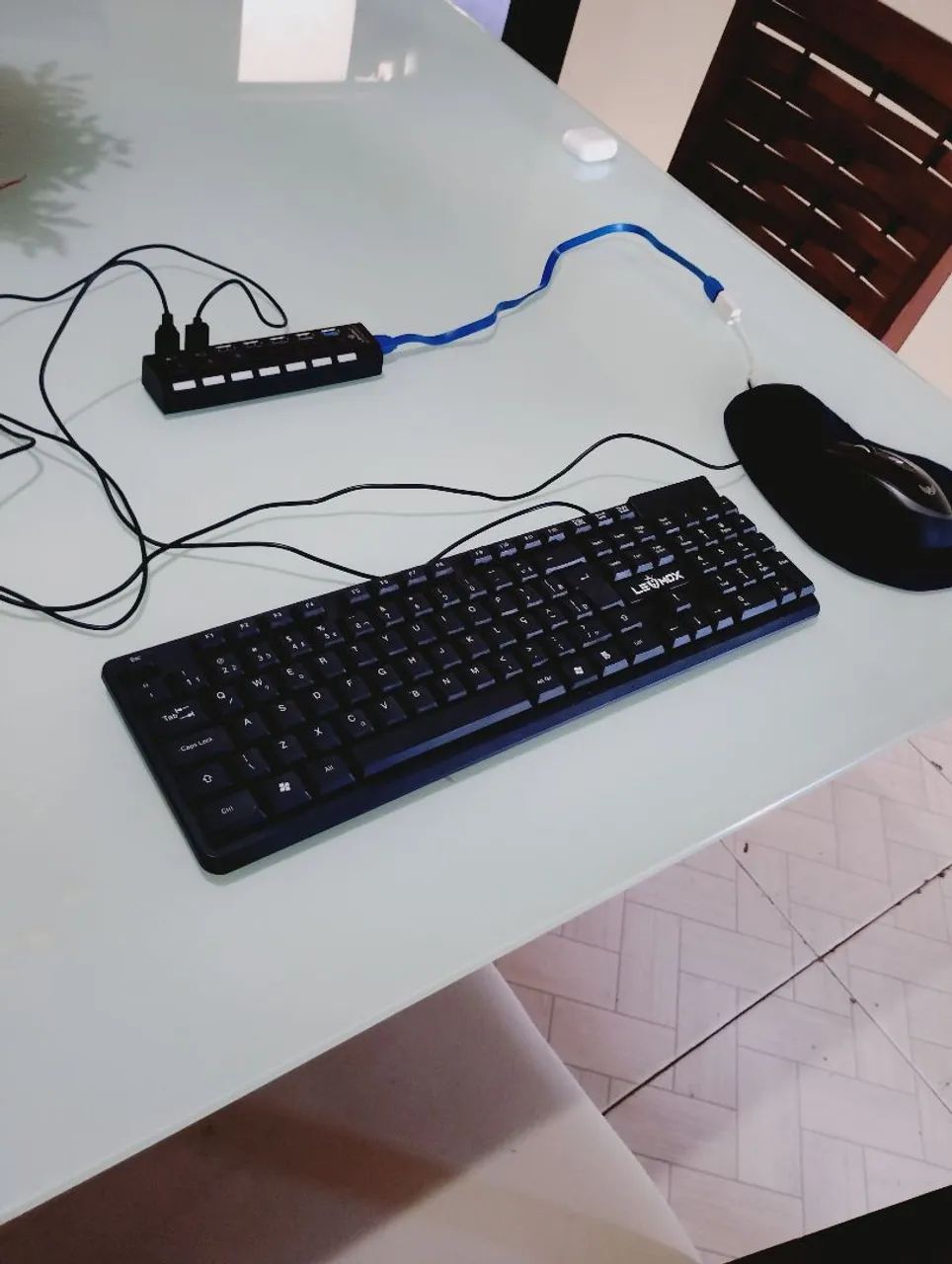 Teclado, Mouse, Régua Hub USB 7 portas - Foto 3