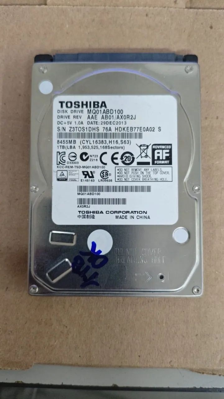 HD NOTEBOOK 1TB SATA 2,5 TOSHIBA 