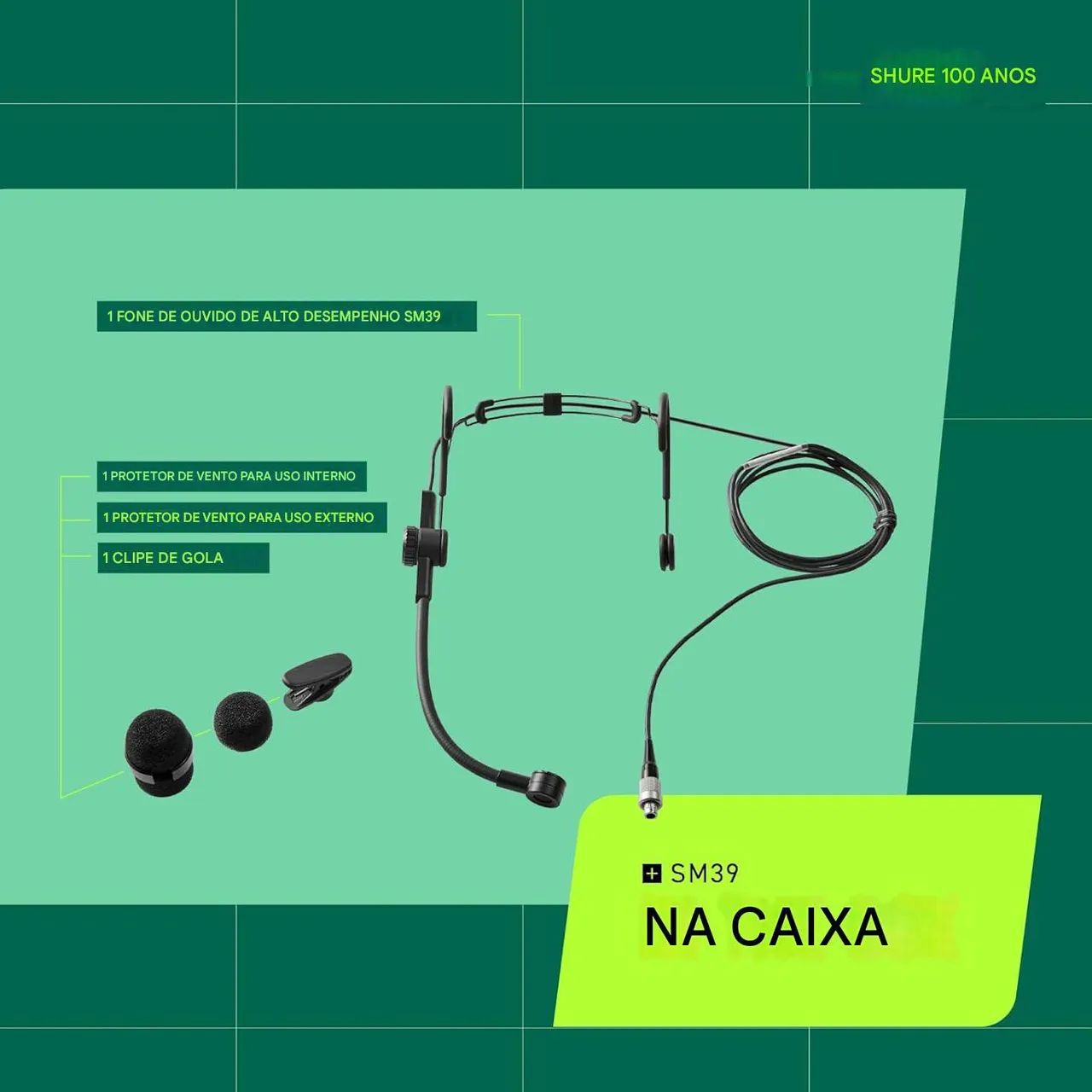 Microfone Headset Cardioide Shure SM39-TQG Profissional Alta Performance para Vocal. - Foto 4