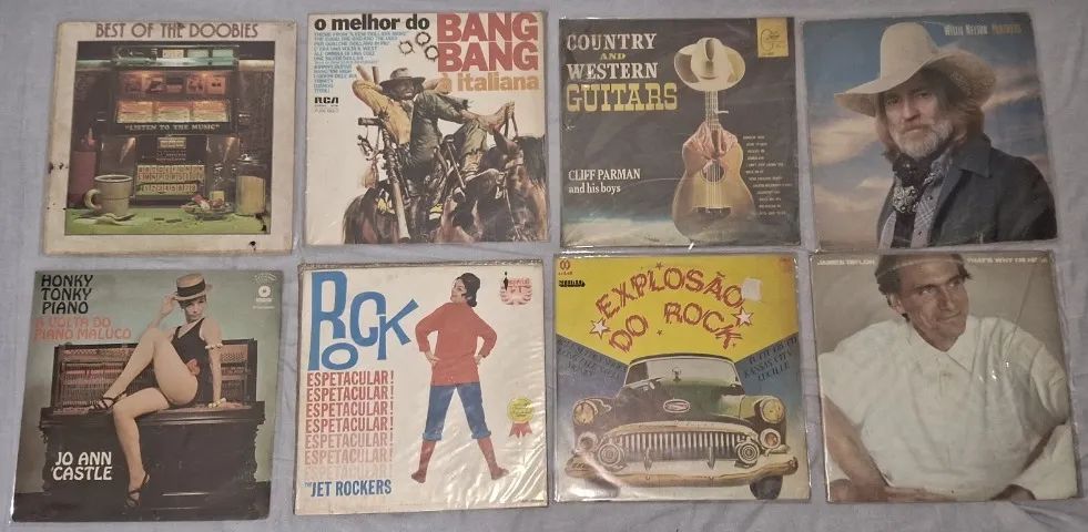 LOTE VINIL Rock, Country e Folk 8 Discos Ótimo estado!