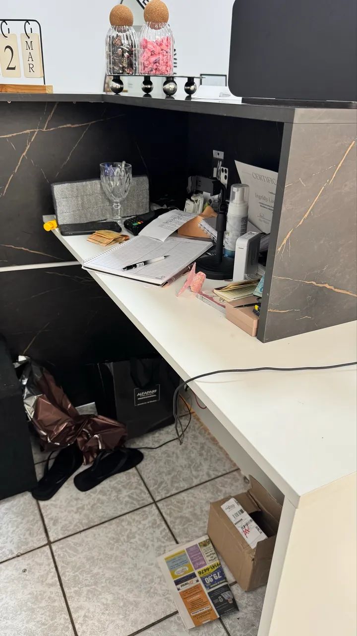 Balcão Recepção MDF Preto com LED - Moderno e Sofisticado - Foto 3