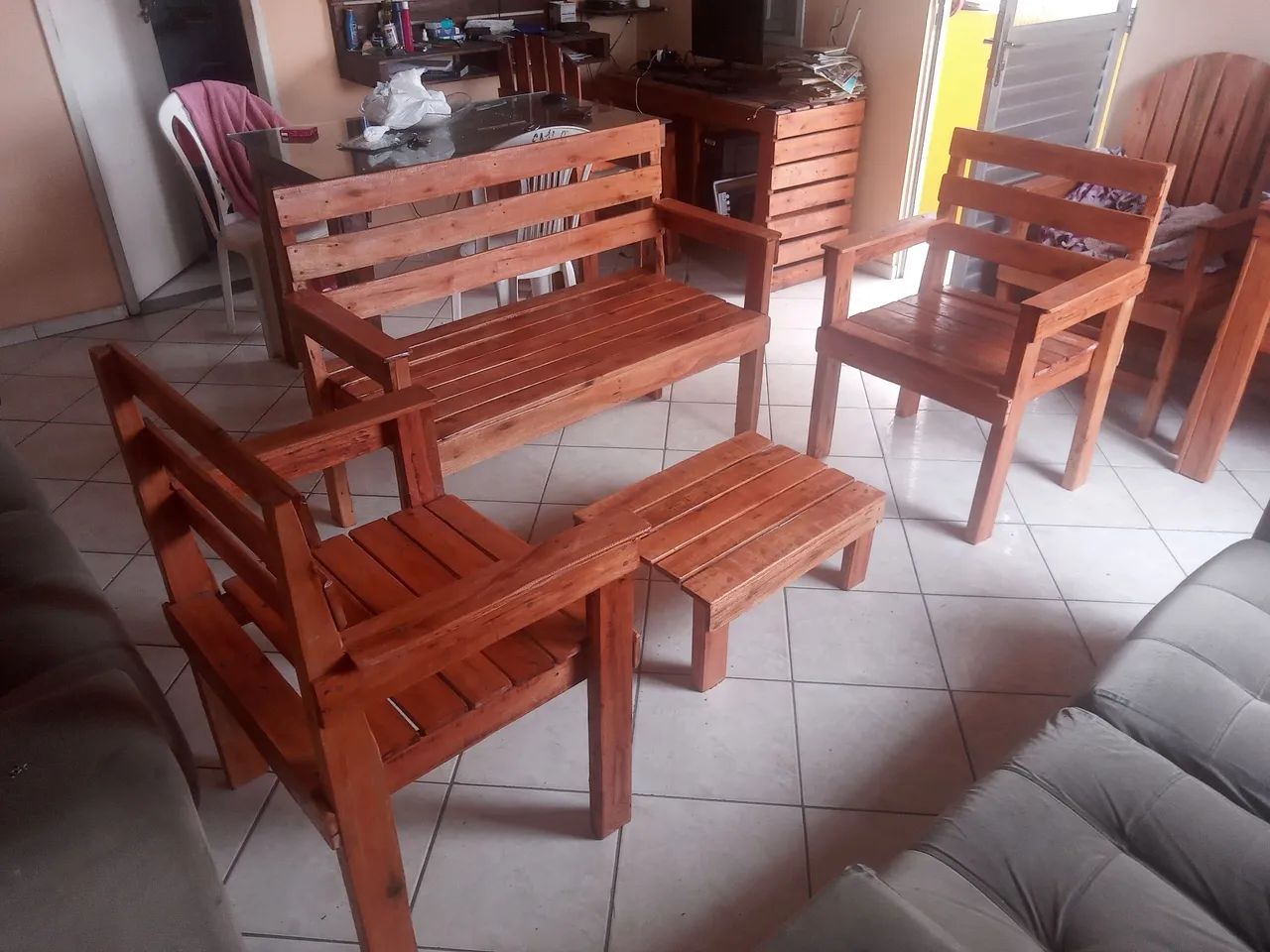 Conjunto de banco e poltrona rústico - Foto 3