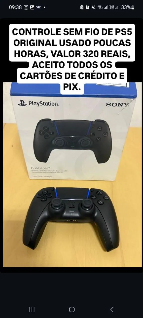 Controle de ps5 sem fio original pouco usado + nota e garantia 