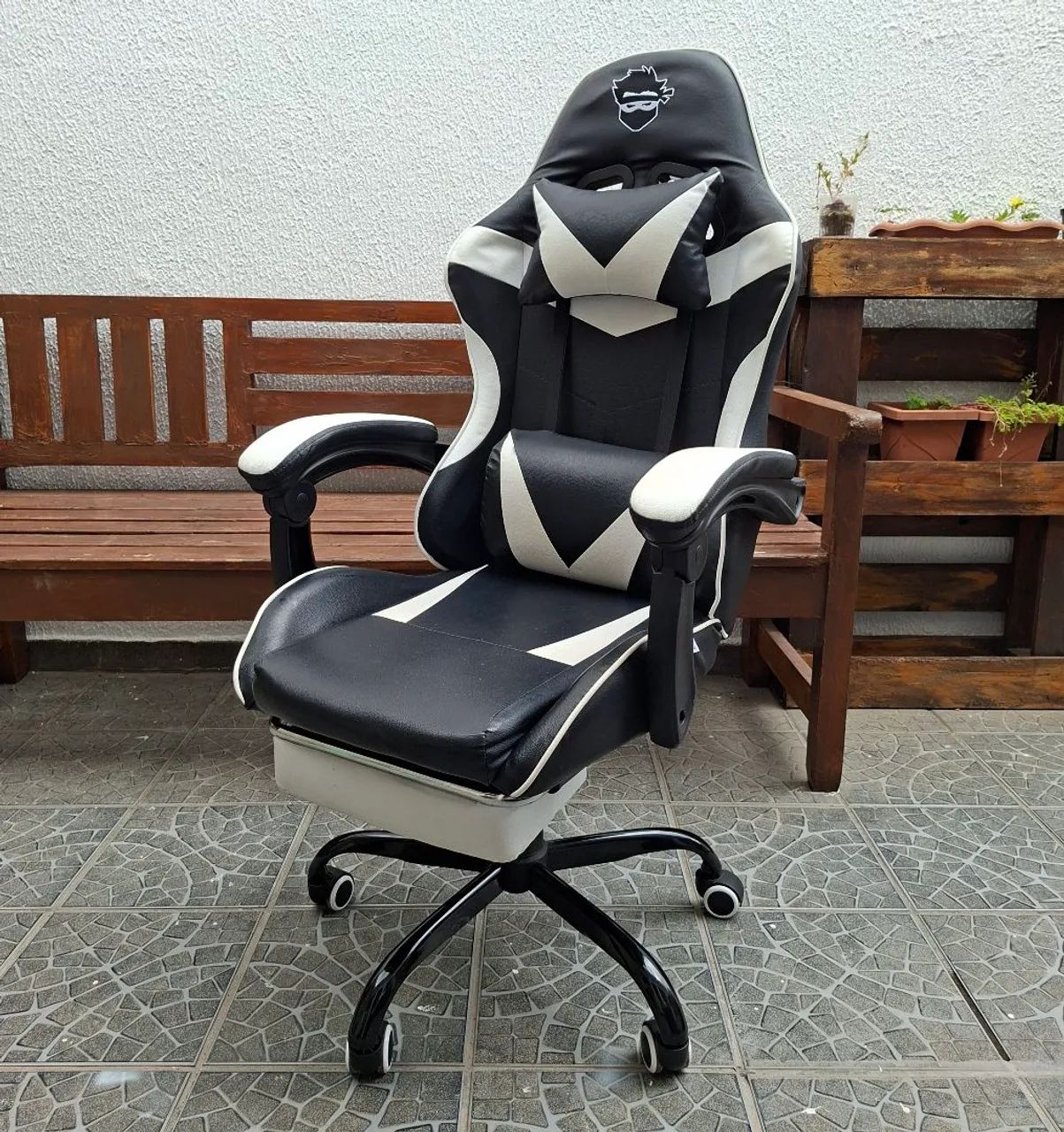 Cadeira Gamer Ninja Minato, Reclinável, Preta e Branca - Foto 2