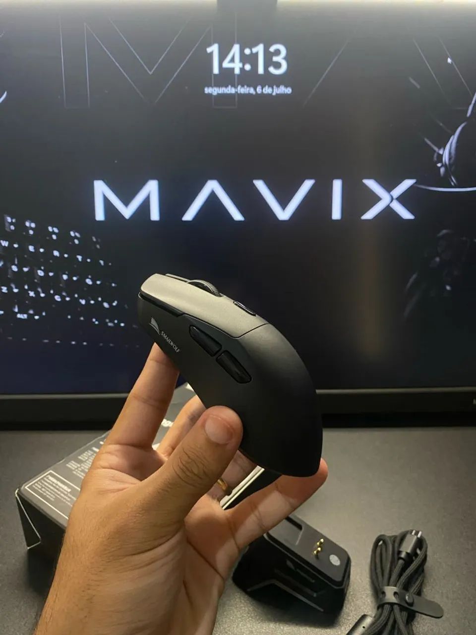 MOUSE SEM FIO M3 PRO SMAILWOLF SENSOR PAW3311 COM DOCK DE CARREGAMENTO  - Foto 3