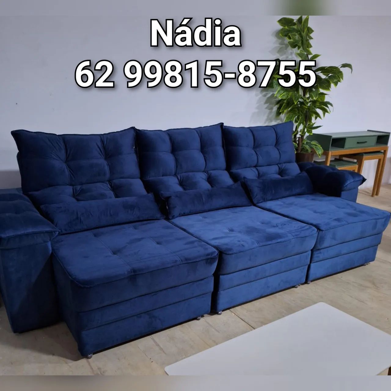 SOFÁ 3 MÓDULOS RETRÁTIL AZUL ___@
