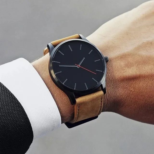 Relógio de pulso analógico masculino - Pulseira em couro e Quartzo - Dance Jockey - Foto 4