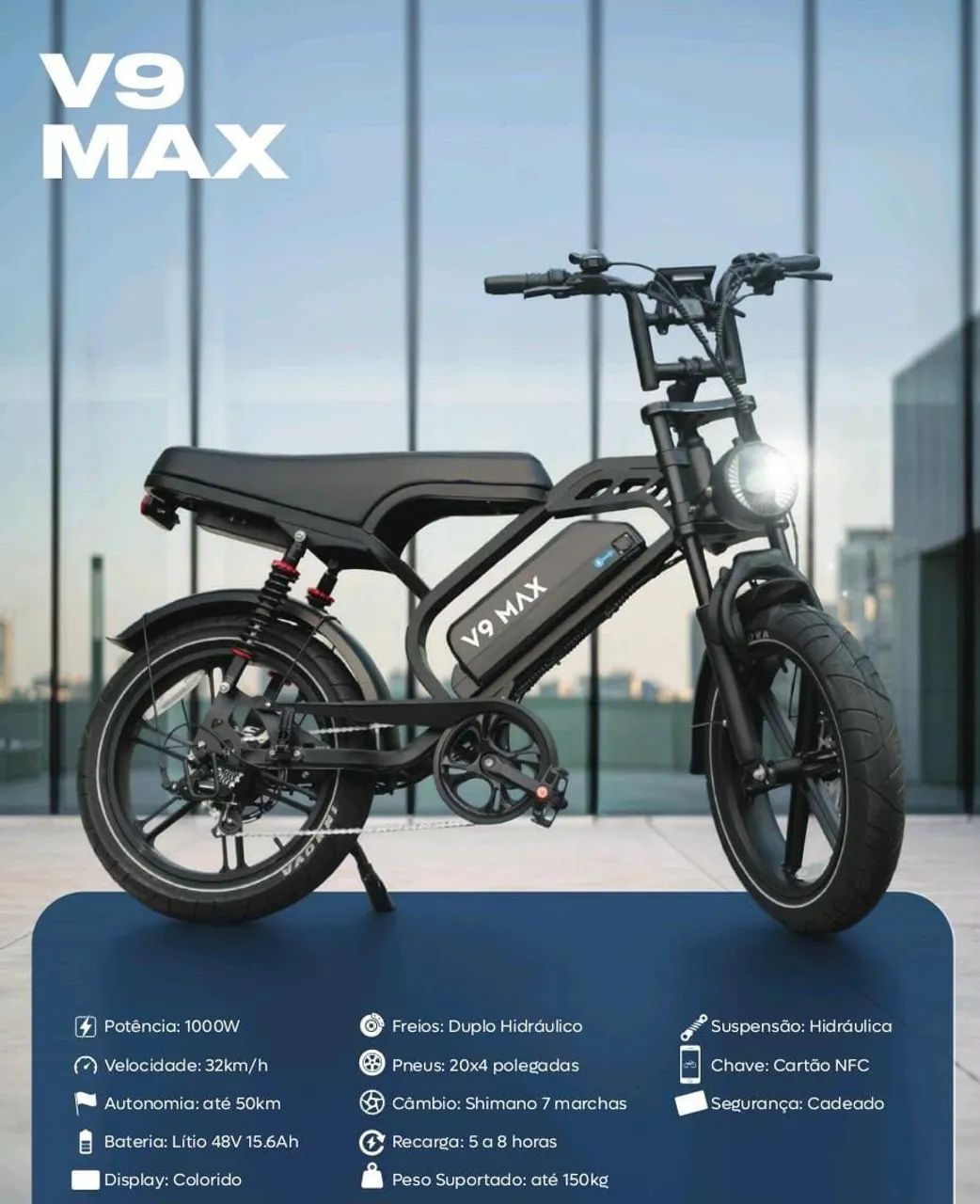 BICICLETA ELÉTRICA V9 MAX com Nota fiscal 