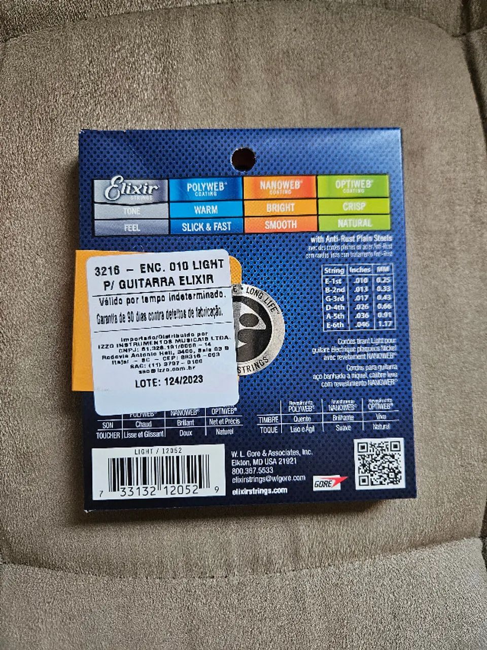 Cordas Guitarra Elixir Nanoweb 010 - Novo Sem Uso Original - Foto 2