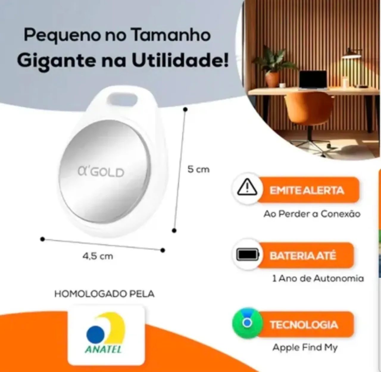 Mini Rastreador Smart Tag A'Gold - Compatível com iPhone (Apple Find My) - Foto 3