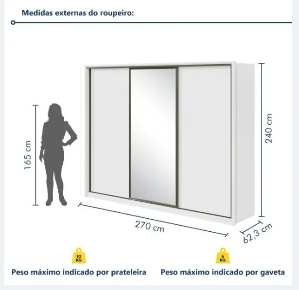 Guarda-roupa 3 portas com espelho - Foto 2