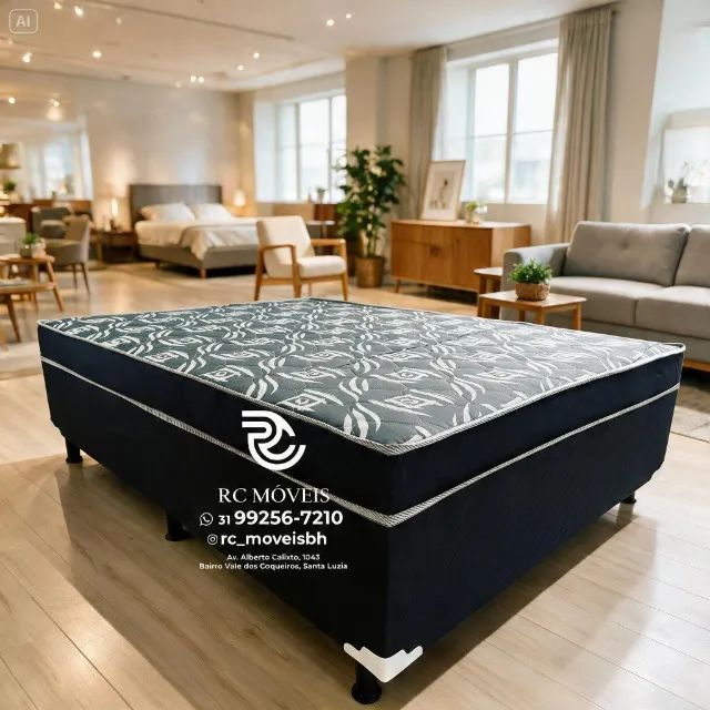 Cama Box Casal Molas Ensacadas 1,38x1,88 Floral Branco - Foto 3