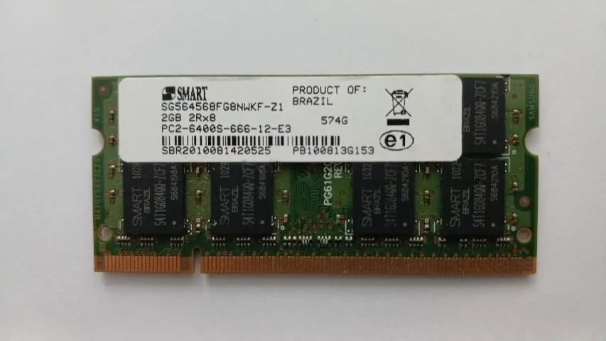 Placa de Memória RAM DDR2 SODIMM 2gb 800mhz - Notebook