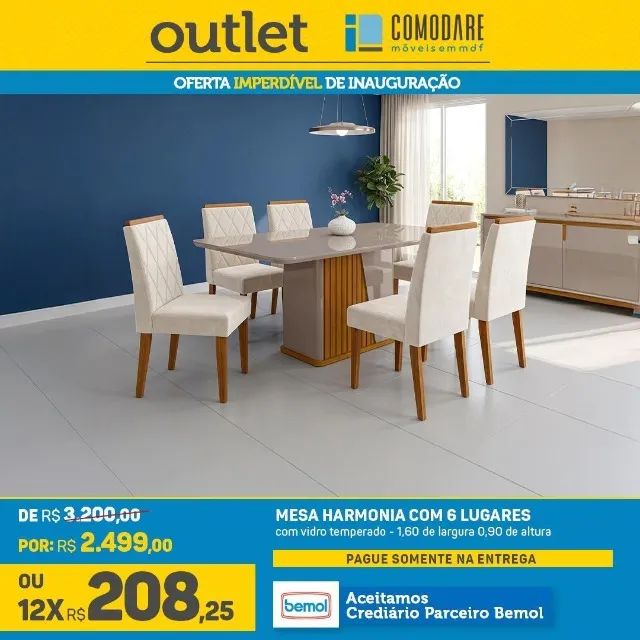 Mesa Harmonia 6 Lugares R$ 2.499