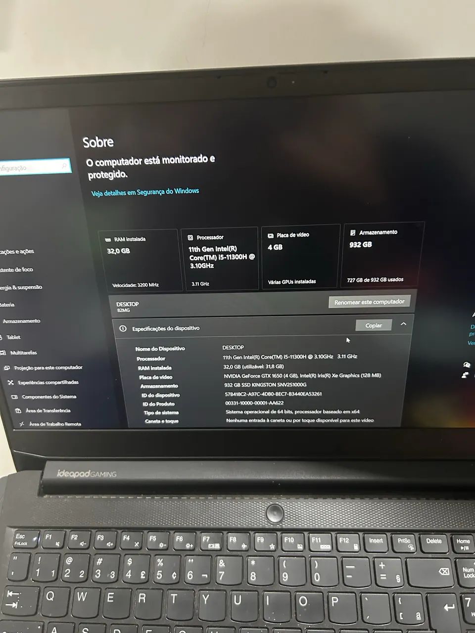 Notebook Gamer Lenovo IdeaPad i3 | 32GB RAM | SSD 1TB