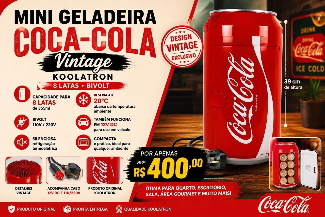 Mini Geladeira Coca-Cola Vintage  - Foto 2