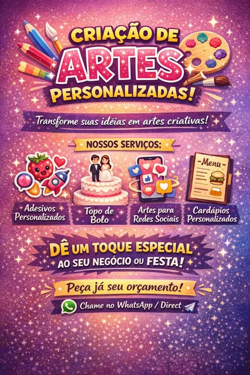 Artes / Adesivos / Cardápios / Topo de Bolo 