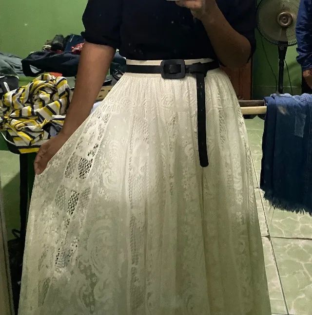 SAIA LONGA BRANCA DE RENDA - Foto 3