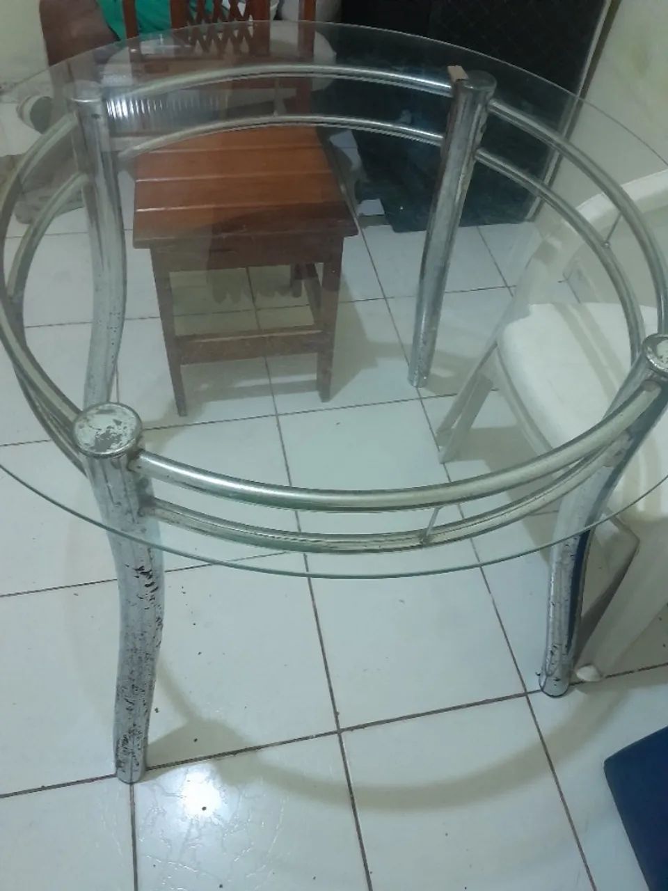 Mesa tampo de vidro 