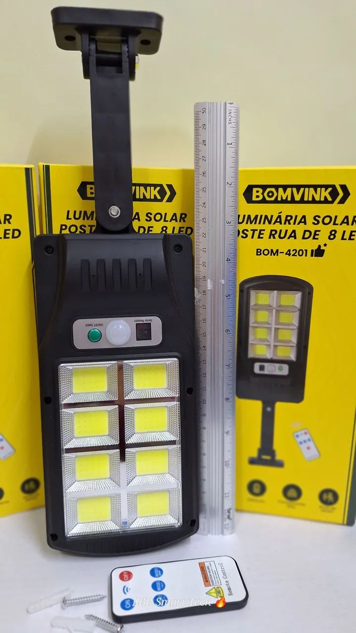Refletor LED Com Placa Solar, Sensor e Controle Remoto.  - Foto 3