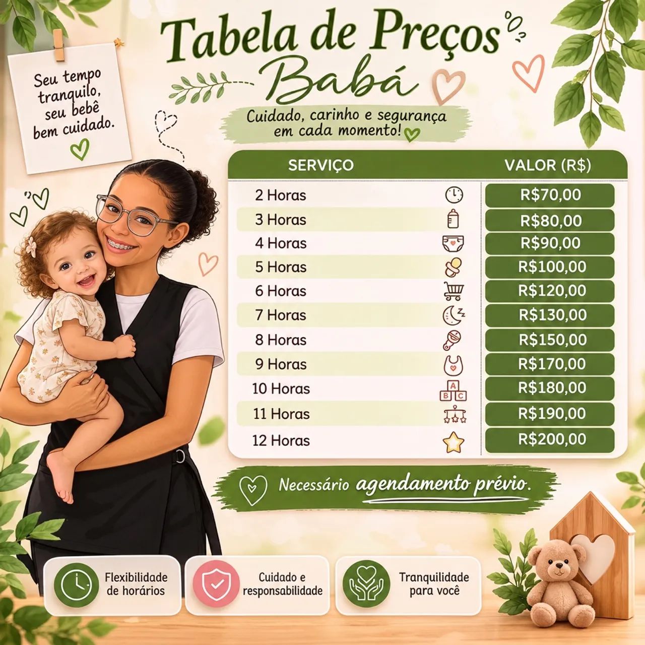 Babá para final de semana e feriado!