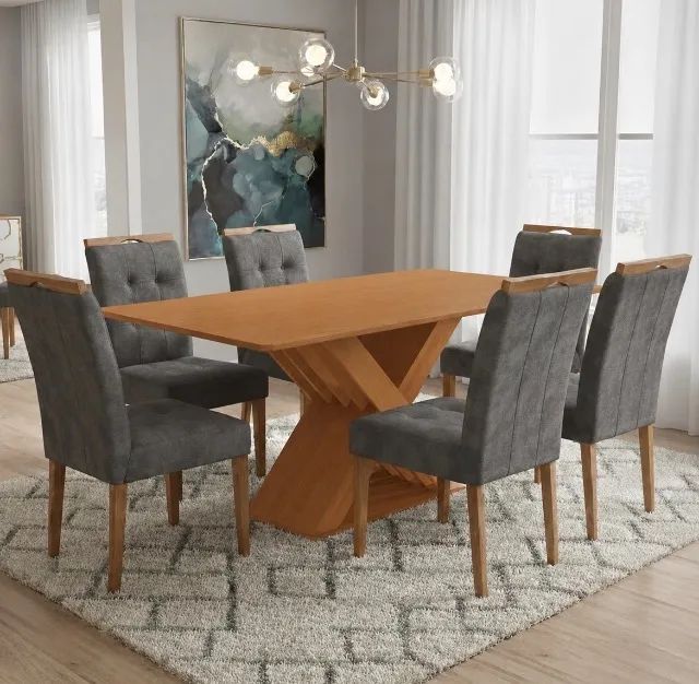 Conjunto Mesa e 6 Cadeiras Canelgrafis 160 cm