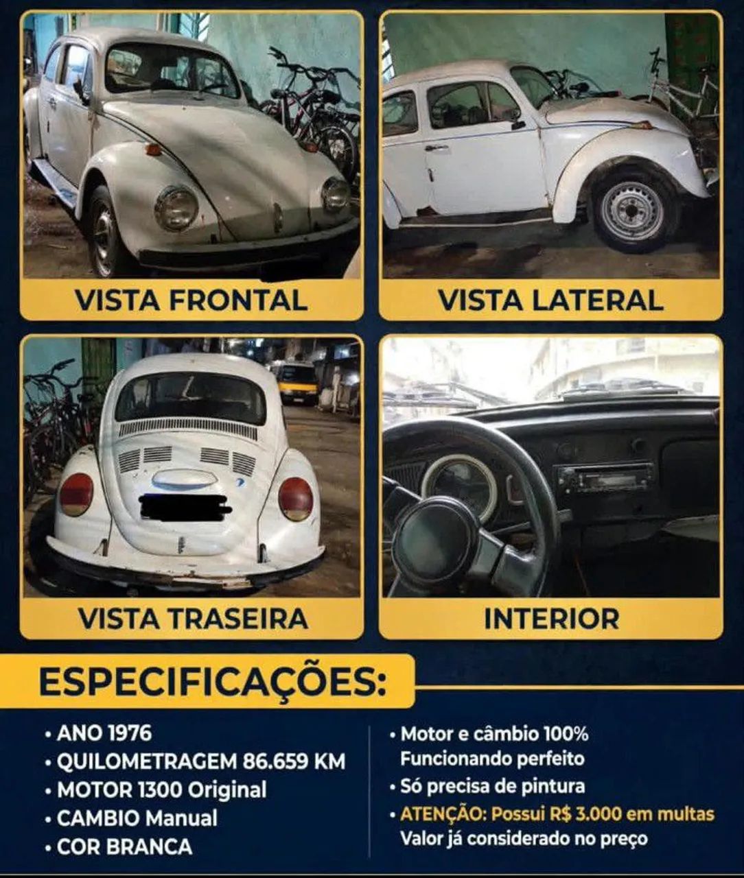 Volkswagen Fusca 1300 1976