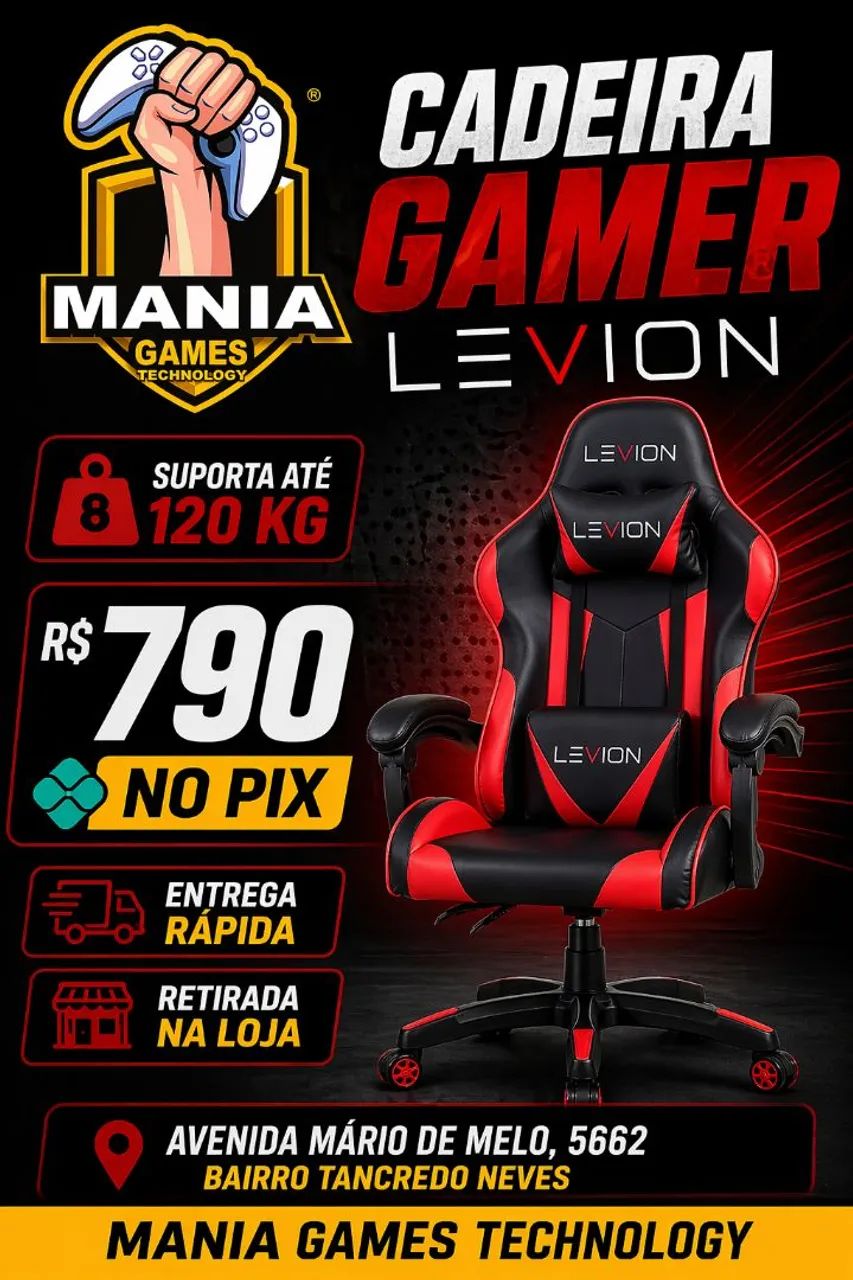 Cadeira gamer vermelha com preto