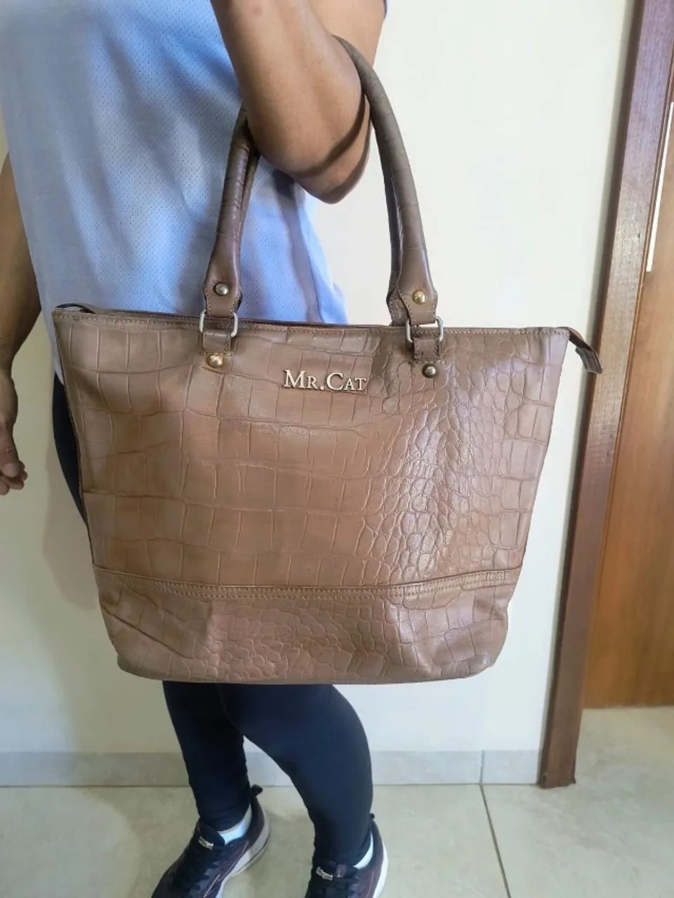 Bolsa caramelo de couro legítimo (Mr. Cat)
