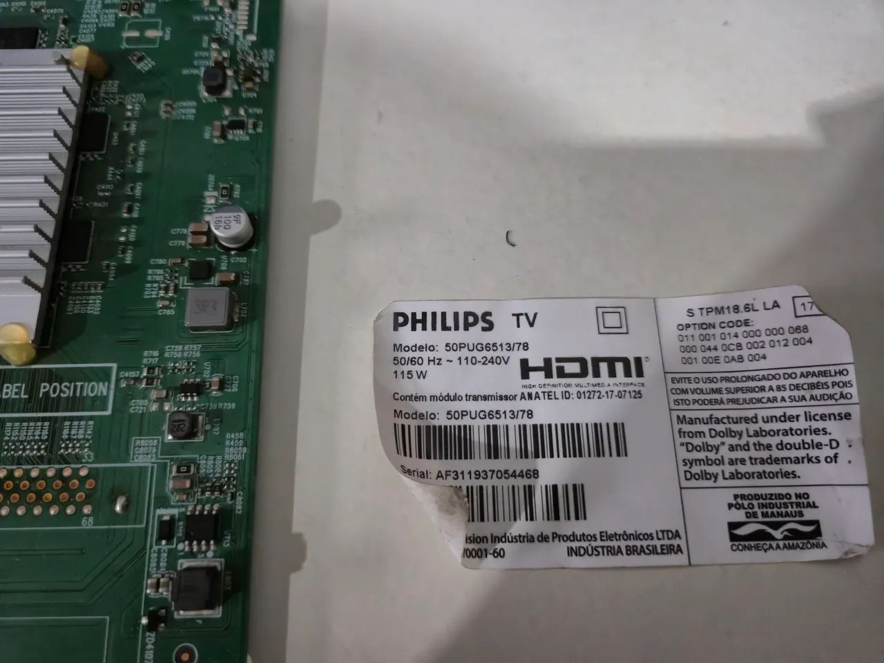 Placa principal tv Philips 50 polegadas pug6513/78 vendo no estado para técnicos  - Foto 2