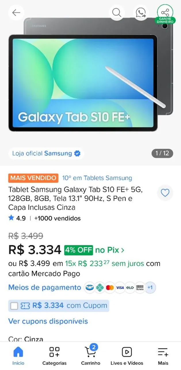 Tablet Samsung Galaxy S10 fe + - Foto 5