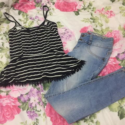Blusa peplum p/m calça 36 /o conjunto por