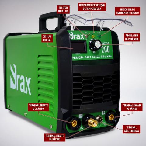 Maquina de solda tig inversora 200A maxtig bivolt brax tmn