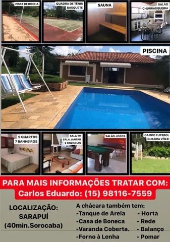 CHÁCARA A VENDA NO CENTRO DE SARAPUÍ, CASA CENTENÁRIA COM 543M2 EM