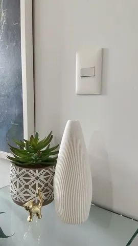 Vaso decor 3d estilo elegante moderno e sofisticado pla branco - Foto 2