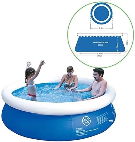 Piscina Inflavel C/borda 2490lts 8783207 2,40x63cm Promoção - Foto 2