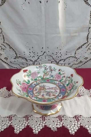 Antiga Fruteira de Porcelana com paisagem oriental