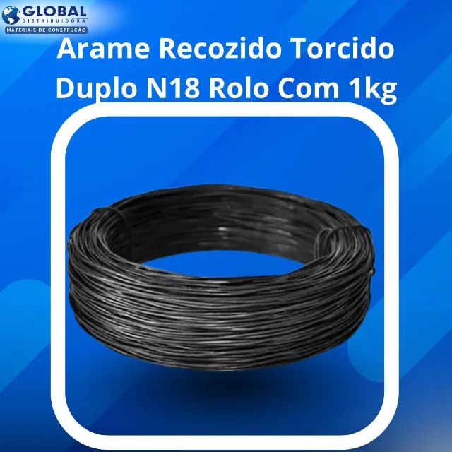 Arame Recozido Torcido Duplo N18 Rolo Com 1kg