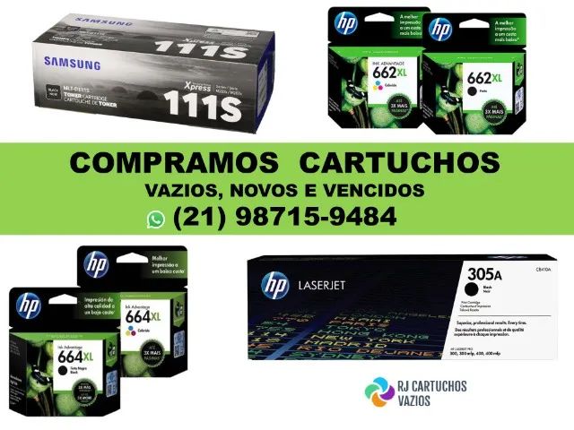 Compra de cartuchos e toners de impressoras vazios, cheios e vencidos
