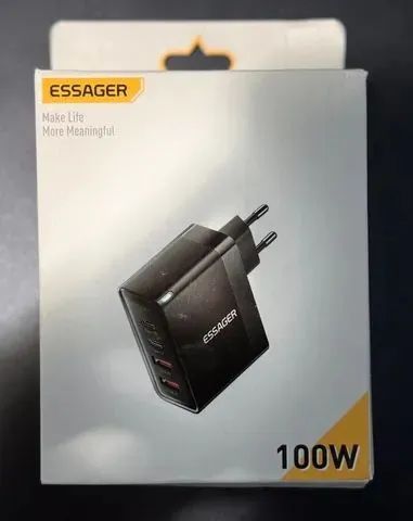 Carregador Turbo 4 Em 1 Essager 100w Fast Charger Ios Macos Cor Preto Lacrado