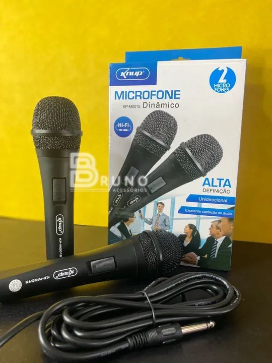 Microfone duplo com fio 
