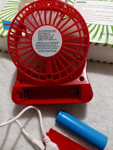 R$19.99 mini ventilador USB recarregável novo  vento + luz como se fosse abajur  - Foto 5