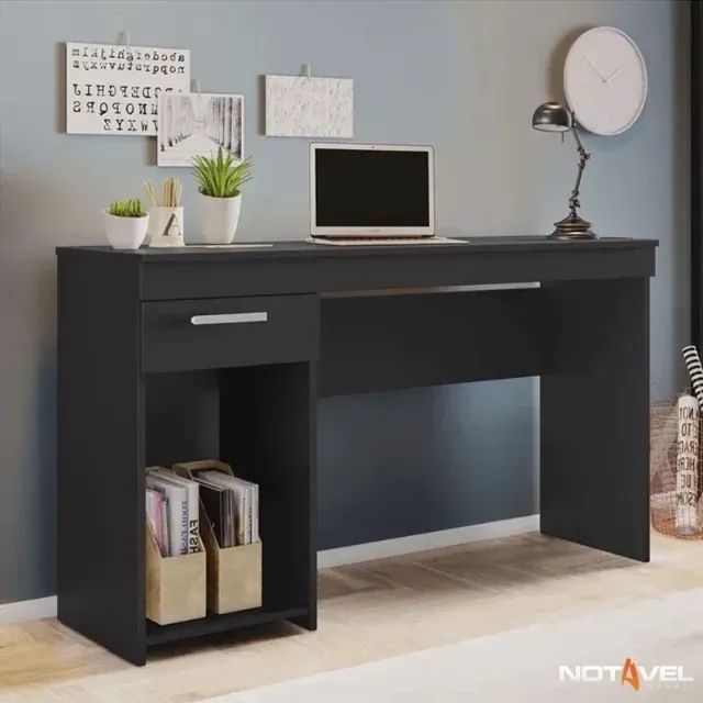 !!! FRETE GRATIS !!! Mesa Office NT 2070 Larg. 1.08m Preto 1 Gaveta - Notável