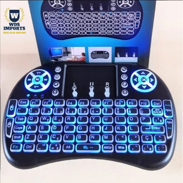 Mini teclado Wiresless para Tv Box e SmartTv Iluminado