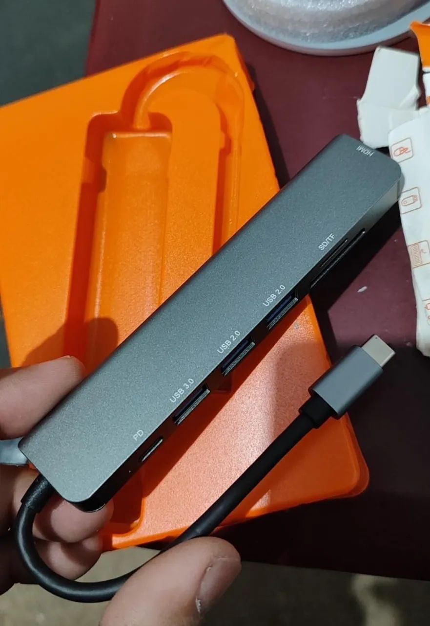 Hub USB-C 7-em-1 (HDMI 4K  PD SD/TF  USB-A) - Novo - Foto 2