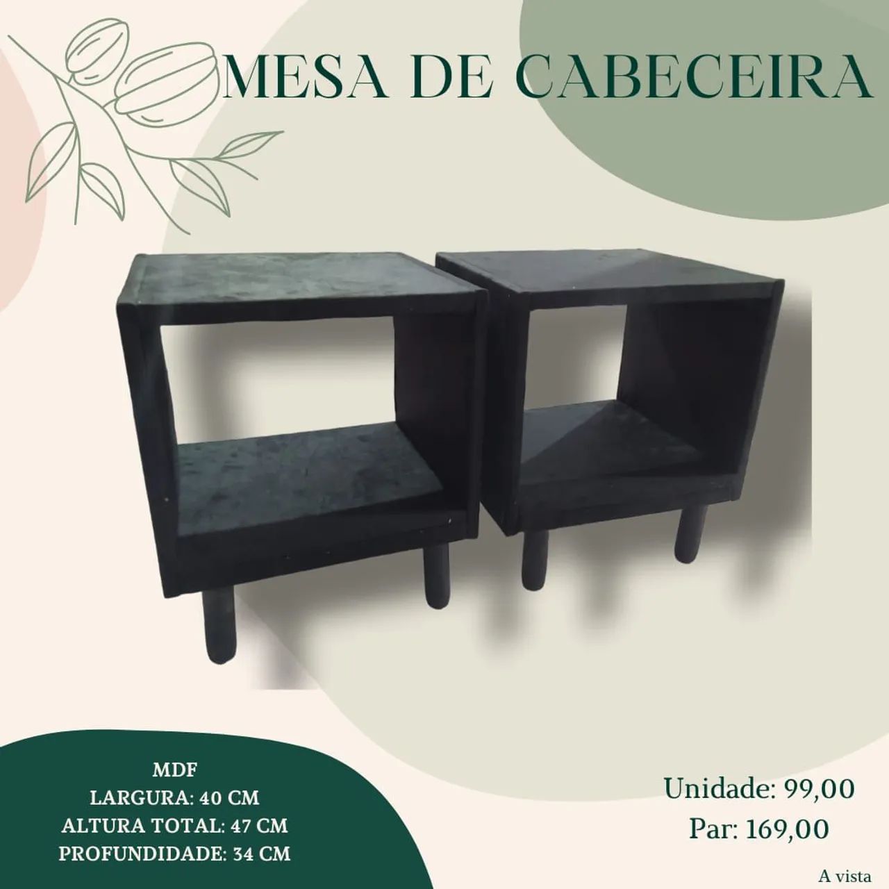 Mesa de Cabeceira MDF - Par ou unidade 