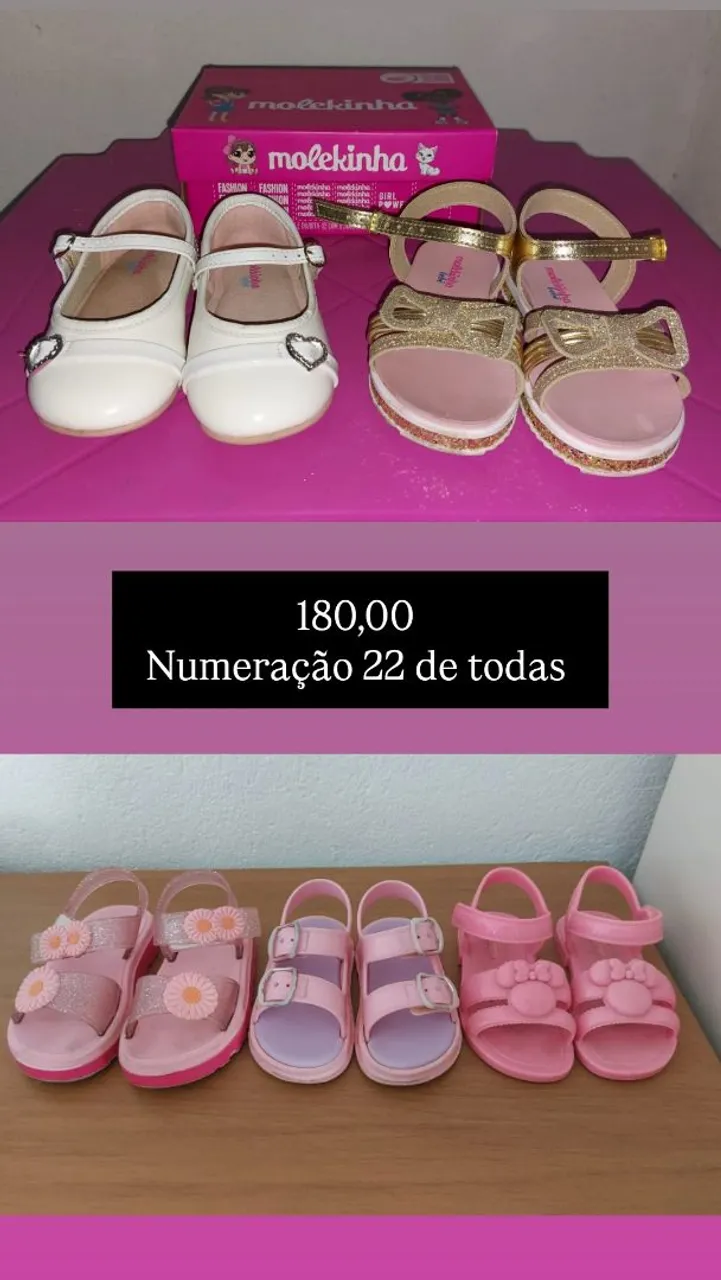 Kit de sapatos infantis Molekinha número 22