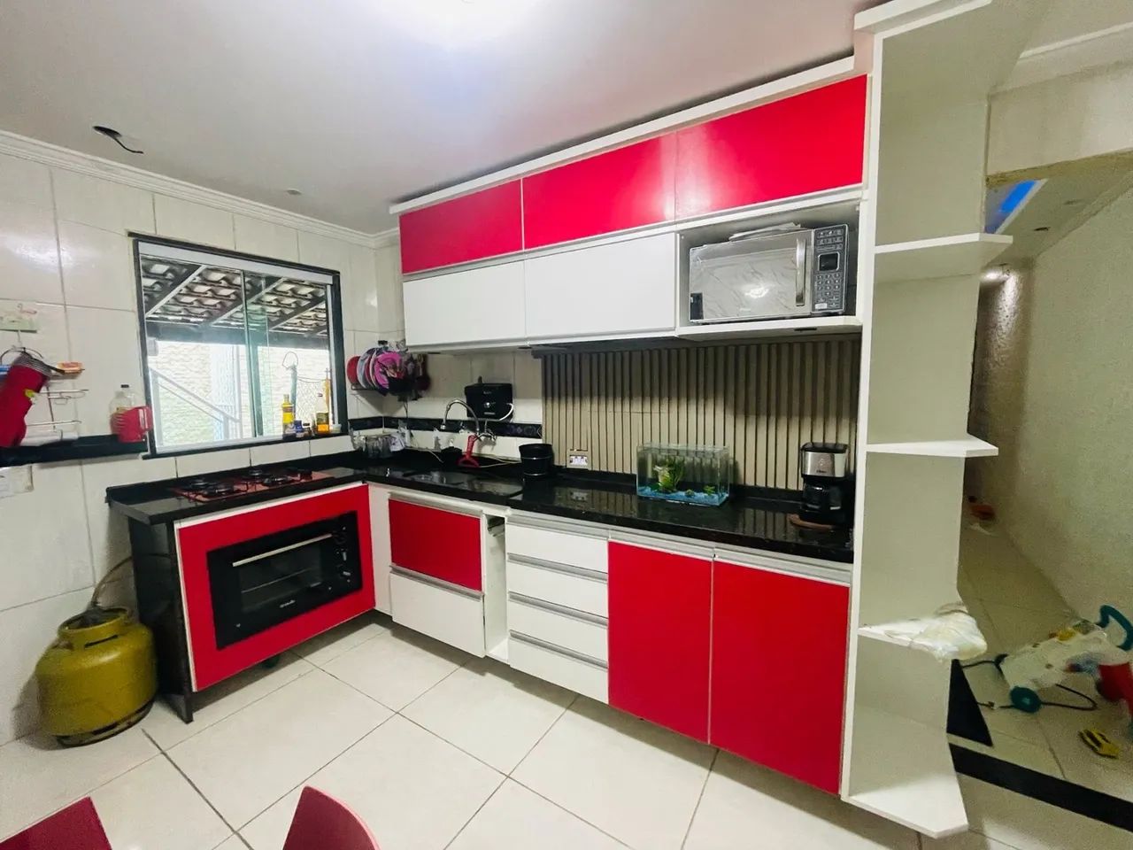 Armário de Cozinha Planejado Vermelho e Branco Mdf - Foto 5
