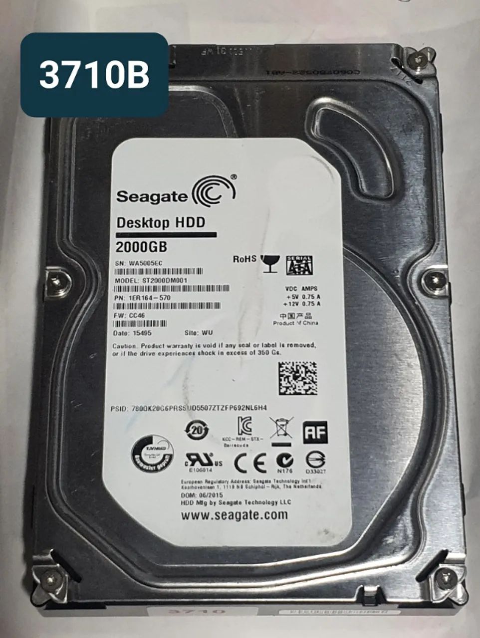 Placa Hd 2 Tb St2000dm001 - Fw: Cc26 - Cod. 3710b