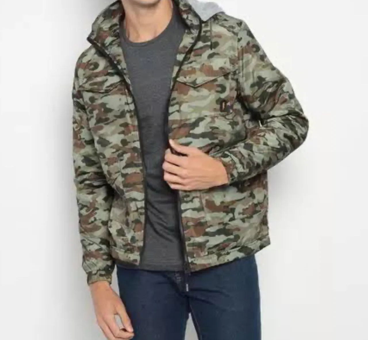 Parka Camuflada Masculina Casaco Estampa Militar Blusa Moletom - Main Image